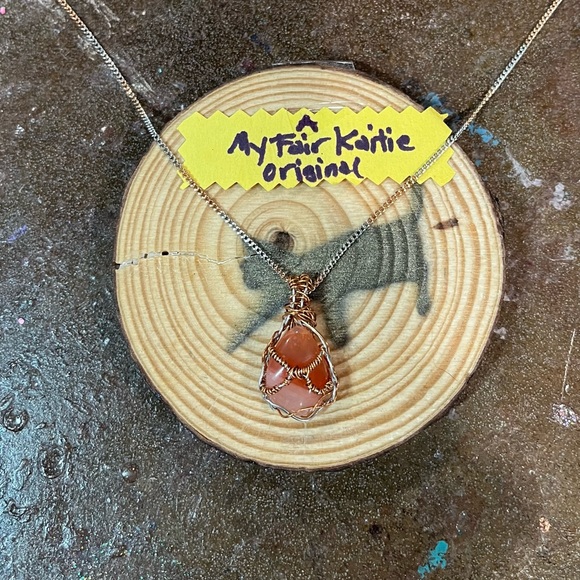 Elegant Rose Gold & Silver Carnelian Minimalist Necklace - Picture 2 of 5